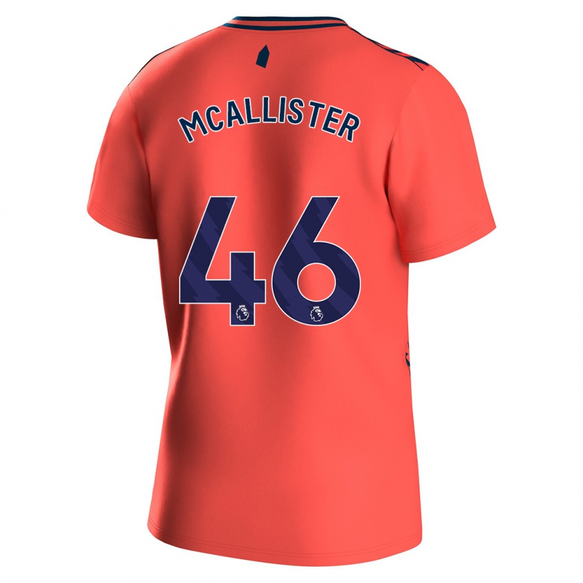 Męski Sean Mcallister #46 Koral Wyjazdowa Koszulka 2023/24 Koszulki Klubowe