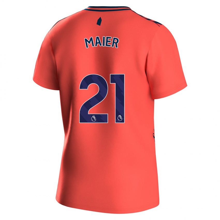 Męski Leonie Maier #21 Koral Wyjazdowa Koszulka 2023/24 Koszulki Klubowe