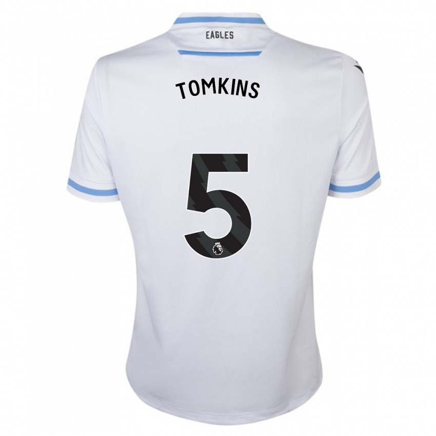 Męski James Tomkins #5 Biały Wyjazdowa Koszulka 2023/24 Koszulki Klubowe