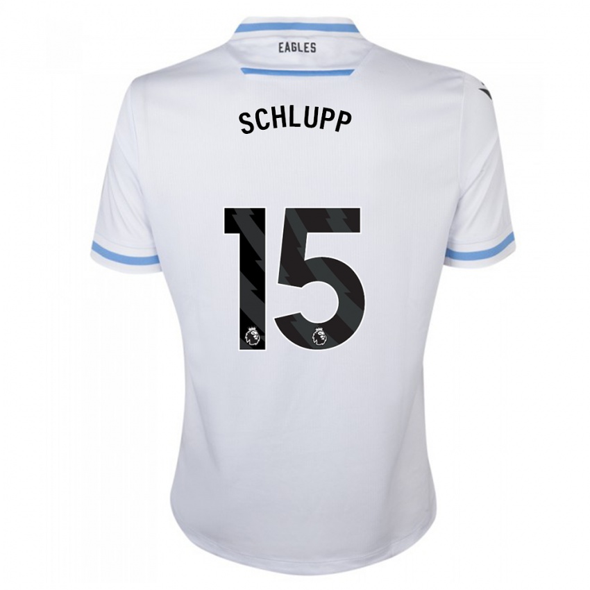 Męski Jeffrey Schlupp #15 Biały Wyjazdowa Koszulka 2023/24 Koszulki Klubowe