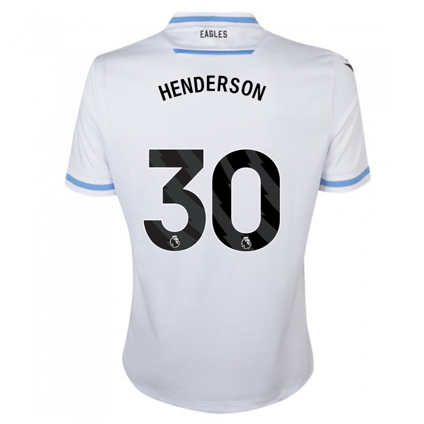 Męski Dean Henderson #30 Biały Wyjazdowa Koszulka 2023/24 Koszulki Klubowe