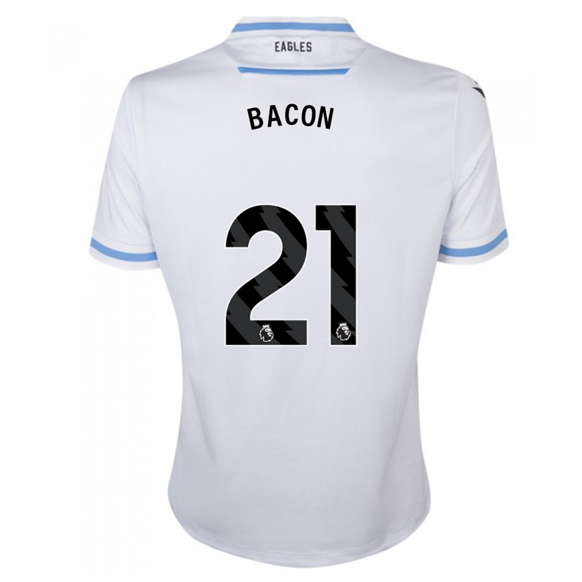 Męski Skye Bacon #21 Biały Wyjazdowa Koszulka 2023/24 Koszulki Klubowe