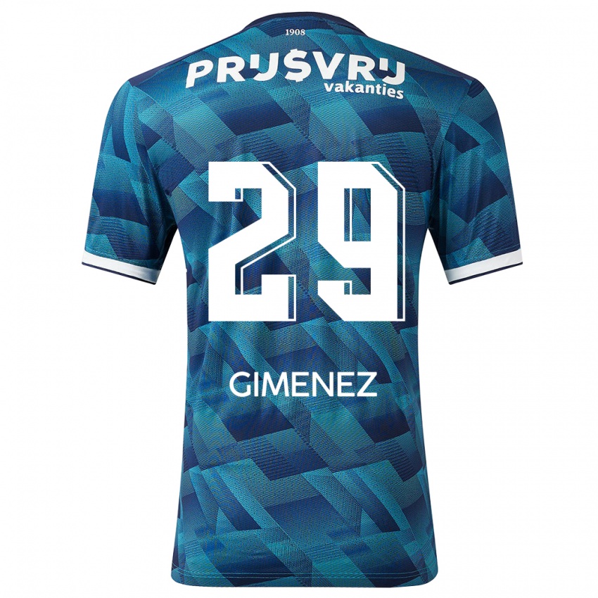 Męski Santiago Gimenez #29 Niebieski Wyjazdowa Koszulka 2023/24 Koszulki Klubowe