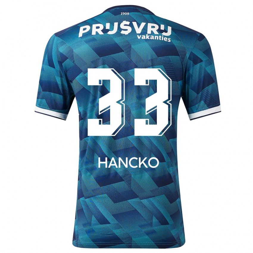 Męski David Hancko #33 Niebieski Wyjazdowa Koszulka 2023/24 Koszulki Klubowe