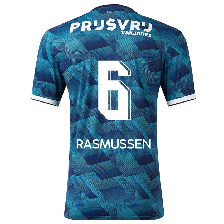 Męski Jacob Rasmussen #6 Niebieski Wyjazdowa Koszulka 2023/24 Koszulki Klubowe