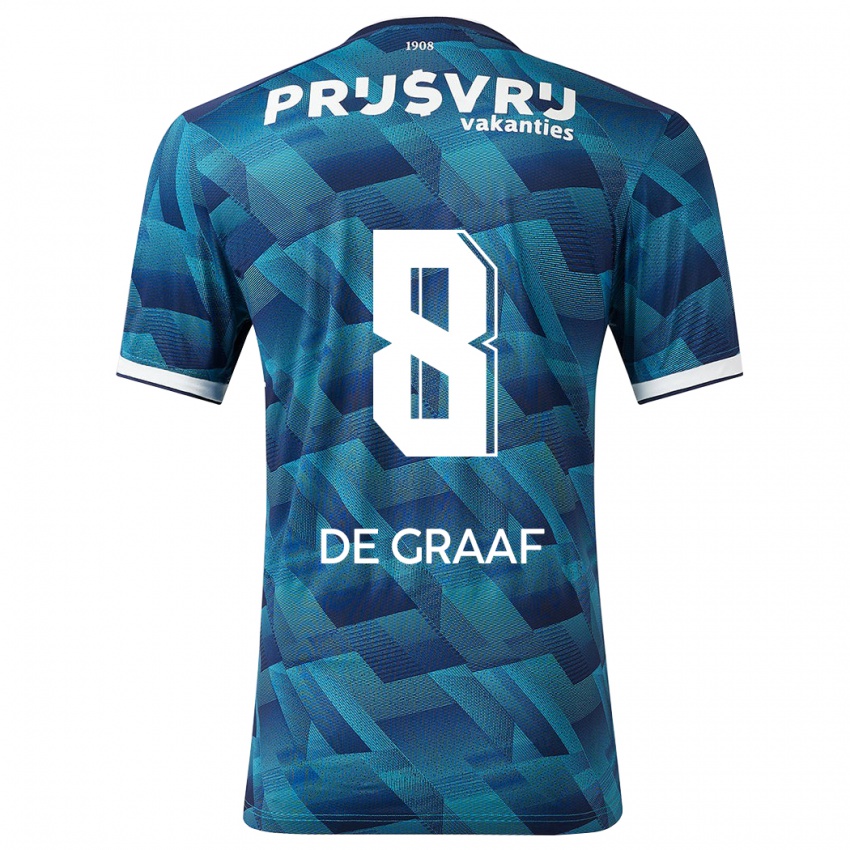 Męski Esmee De Graaf #8 Niebieski Wyjazdowa Koszulka 2023/24 Koszulki Klubowe