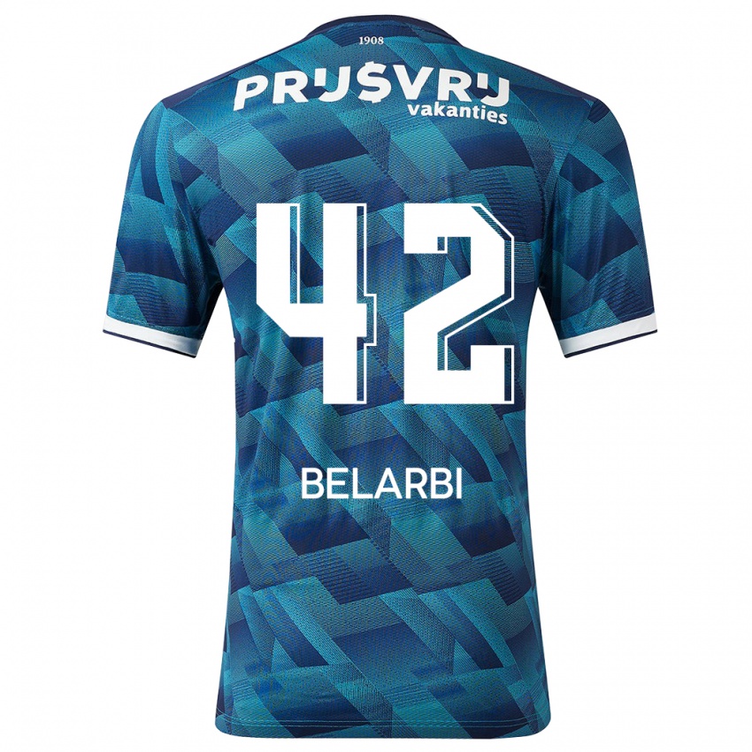 Męski Abdel Belarbi #42 Niebieski Wyjazdowa Koszulka 2023/24 Koszulki Klubowe