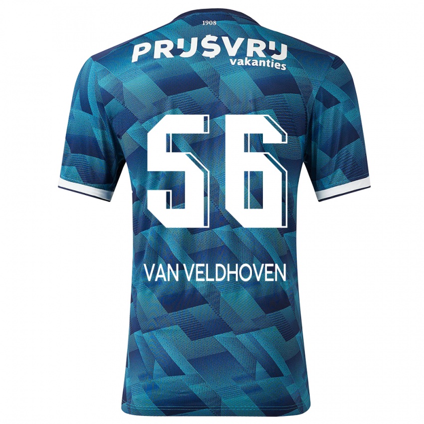 Męski Kars Van Veldhoven #56 Niebieski Wyjazdowa Koszulka 2023/24 Koszulki Klubowe