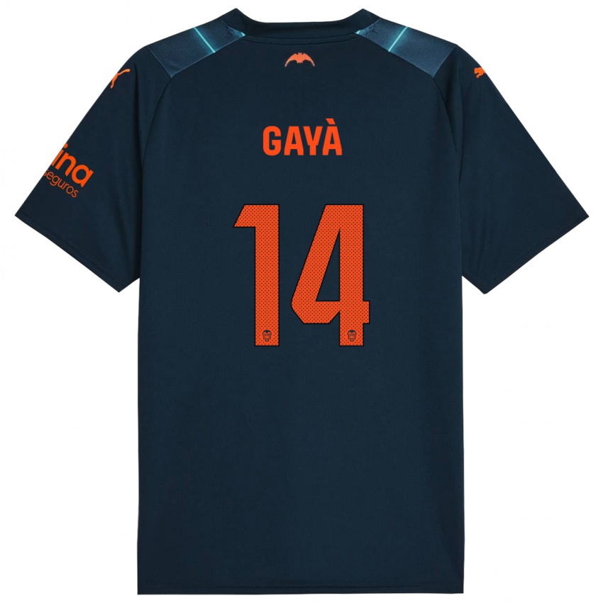 Męski Jose Gaya #14 Niebieski Morski Wyjazdowa Koszulka 2023/24 Koszulki Klubowe