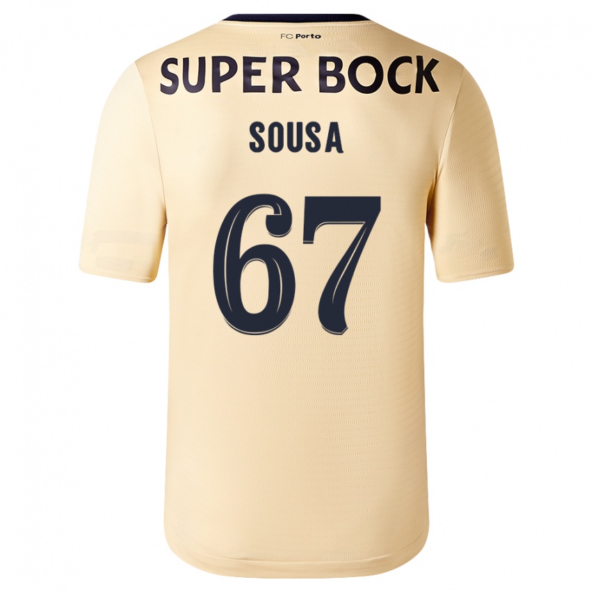 Męski Vasco Sousa #67 Beżowo-Złoty Wyjazdowa Koszulka 2023/24 Koszulki Klubowe
