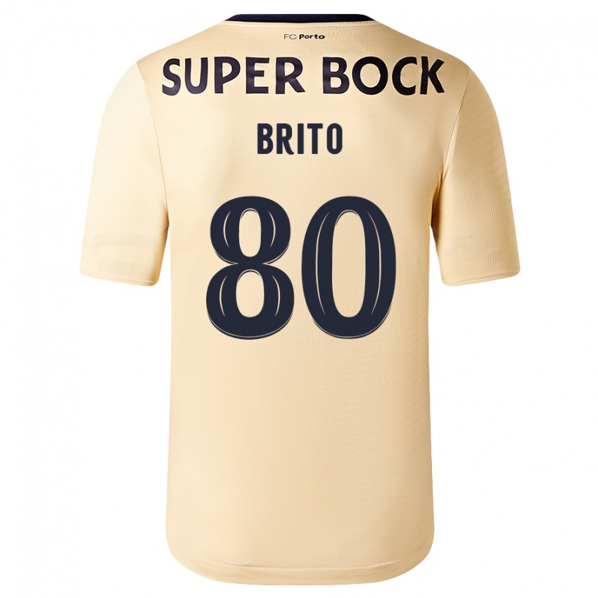 Męski Luan Brito #80 Beżowo-Złoty Wyjazdowa Koszulka 2023/24 Koszulki Klubowe