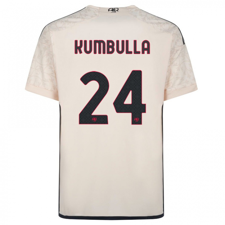 Męski Marash Kumbulla #24 Białawy Wyjazdowa Koszulka 2023/24 Koszulki Klubowe