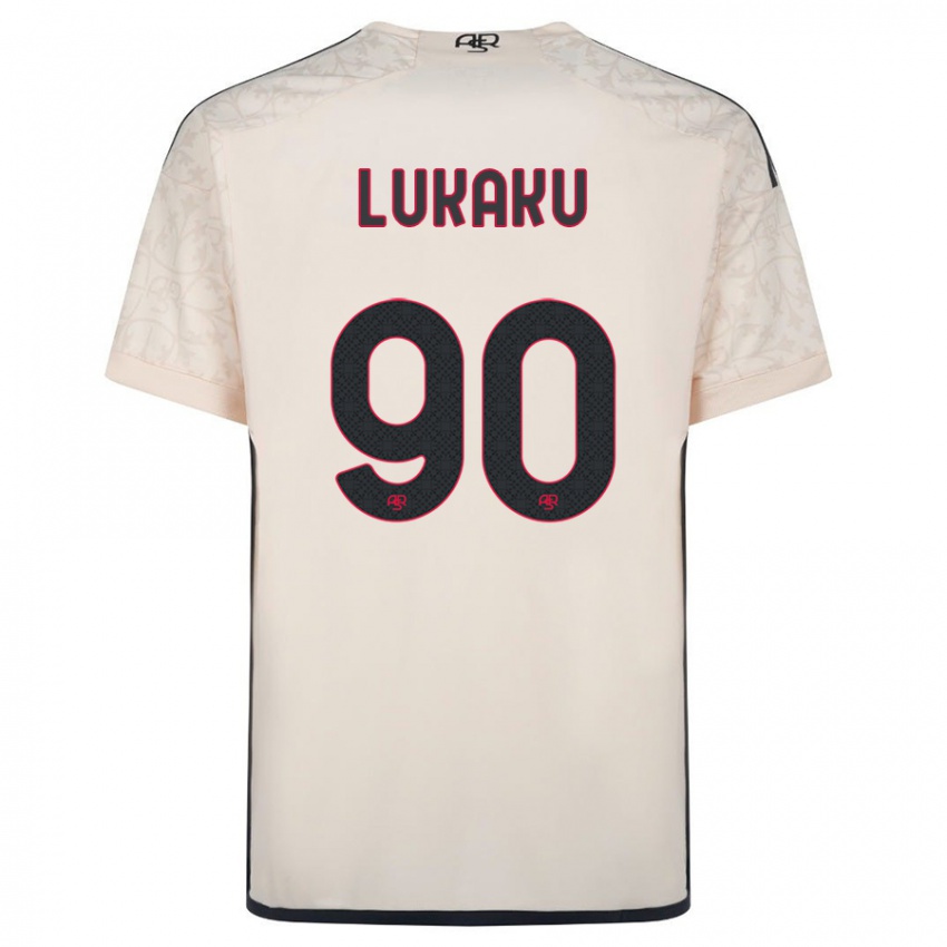 Męski Romelu Lukaku #90 Białawy Wyjazdowa Koszulka 2023/24 Koszulki Klubowe