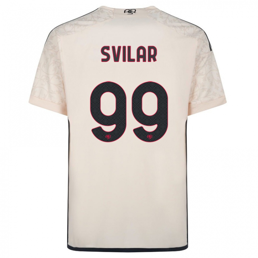 Męski Mile Svilar #99 Białawy Wyjazdowa Koszulka 2023/24 Koszulki Klubowe
