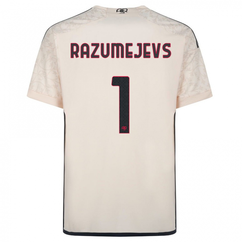 Męski Vladislavs Razumejevs #1 Białawy Wyjazdowa Koszulka 2023/24 Koszulki Klubowe