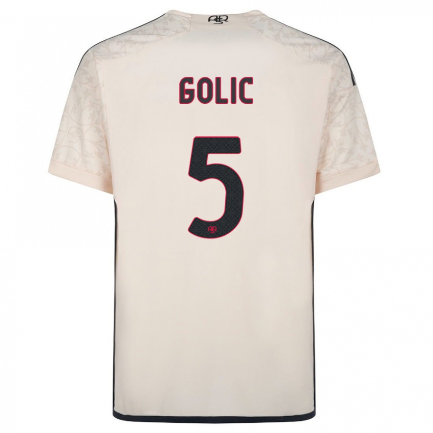 Męski Lovro Golic #5 Białawy Wyjazdowa Koszulka 2023/24 Koszulki Klubowe