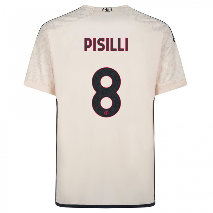Męski Niccolo Pisilli #8 Białawy Wyjazdowa Koszulka 2023/24 Koszulki Klubowe