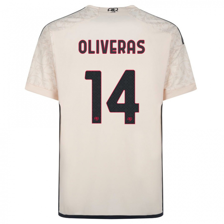 Męski Jan Oliveras #14 Białawy Wyjazdowa Koszulka 2023/24 Koszulki Klubowe