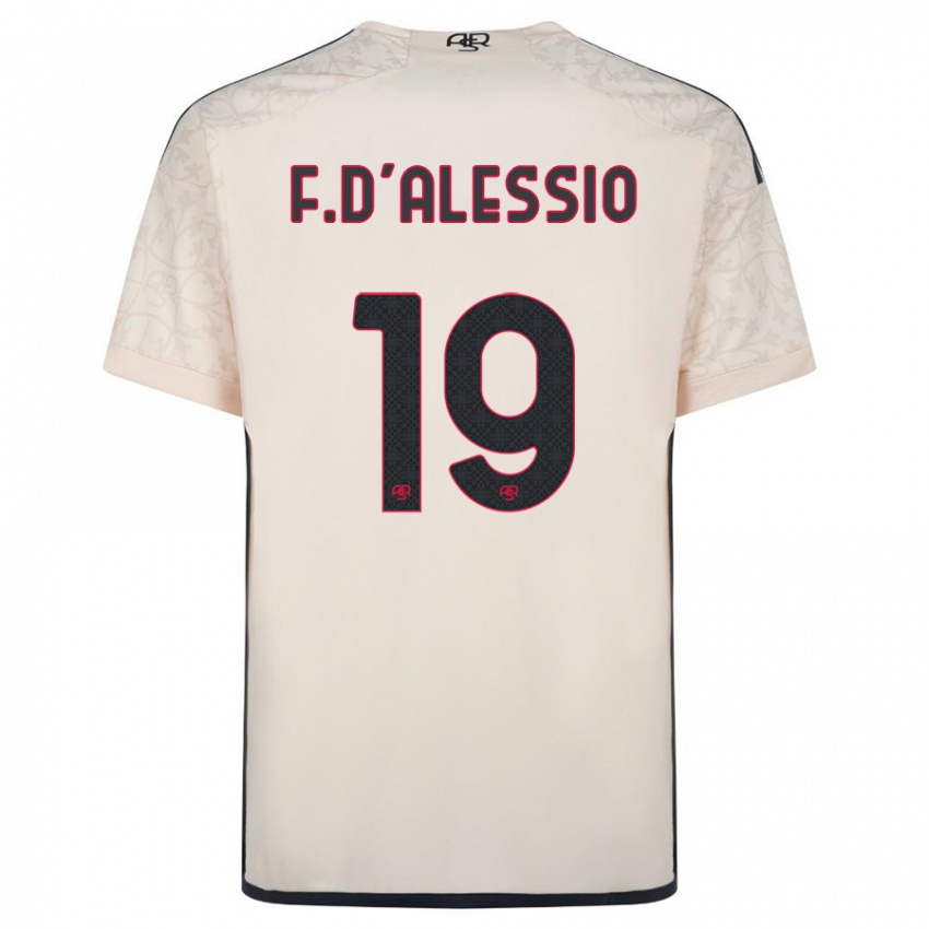 Męski Francesco D'alessio #19 Białawy Wyjazdowa Koszulka 2023/24 Koszulki Klubowe