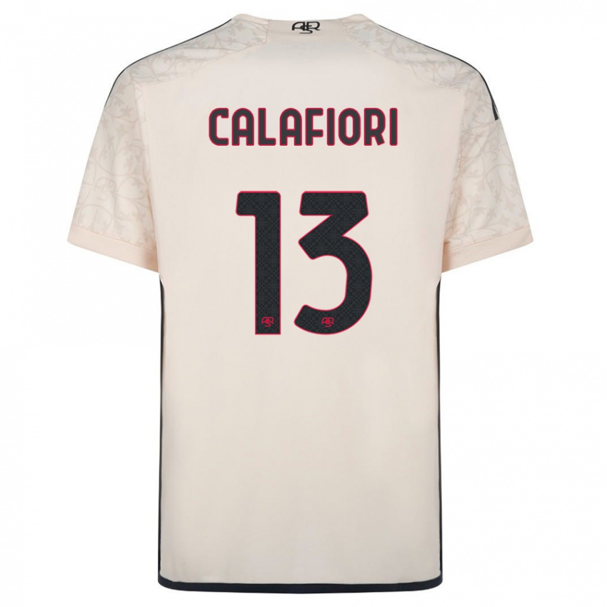 Męski Riccardo Calafiori #13 Białawy Wyjazdowa Koszulka 2023/24 Koszulki Klubowe