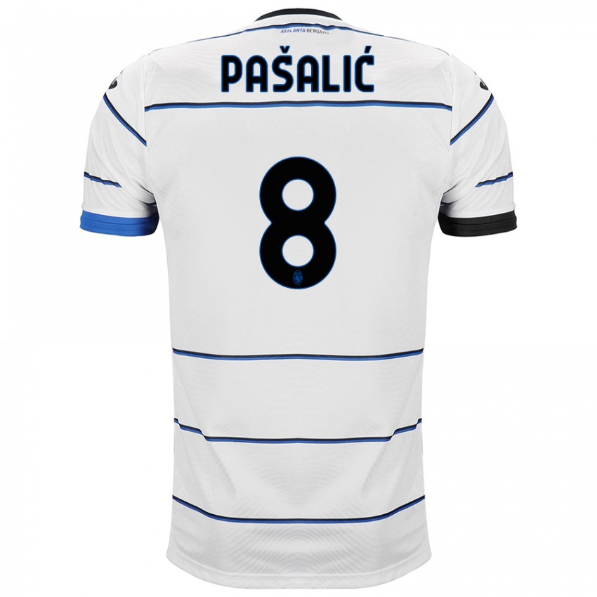 Męski Mario Pasalic #8 Biały Wyjazdowa Koszulka 2023/24 Koszulki Klubowe