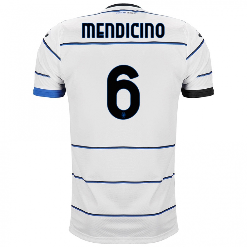 Męski Leonardo Mendicino #6 Biały Wyjazdowa Koszulka 2023/24 Koszulki Klubowe