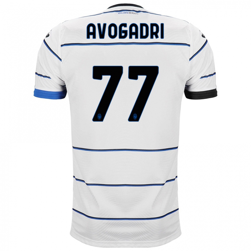 Męski Lorenzo Avogadri #77 Biały Wyjazdowa Koszulka 2023/24 Koszulki Klubowe