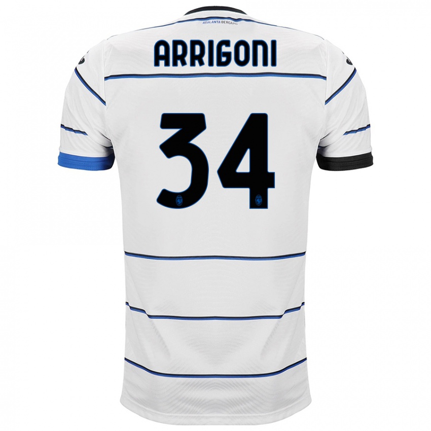 Męski Mattia Arrigoni #34 Biały Wyjazdowa Koszulka 2023/24 Koszulki Klubowe