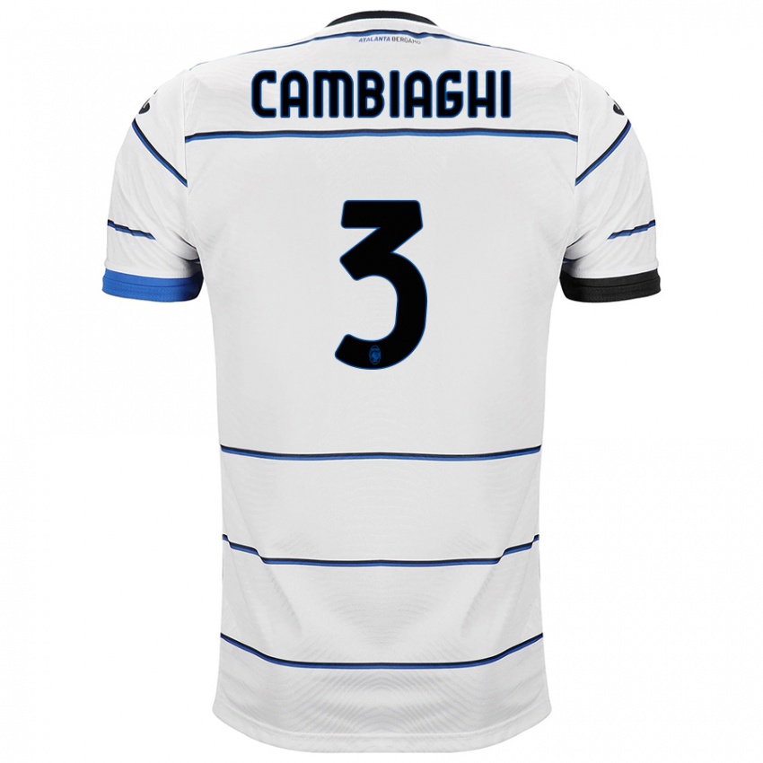 Męski Michela Cambiaghi #3 Biały Wyjazdowa Koszulka 2023/24 Koszulki Klubowe