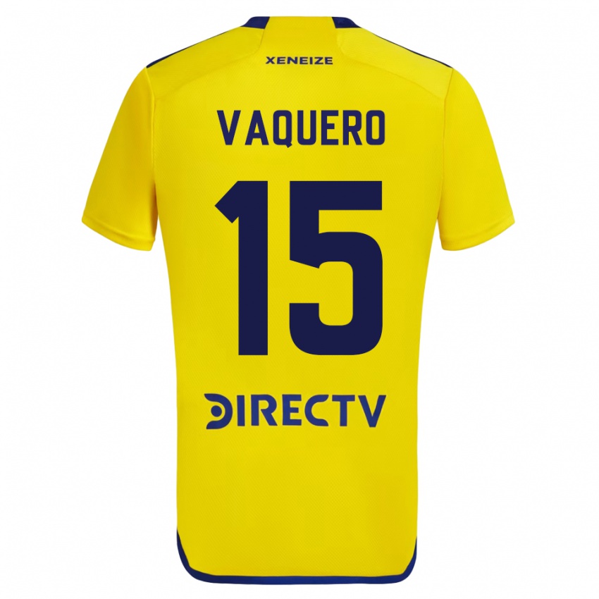 Męski Iván Vaquero #15 Żółty Wyjazdowa Koszulka 2023/24 Koszulki Klubowe