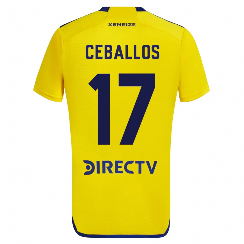 Męski Julián Ceballos #17 Żółty Wyjazdowa Koszulka 2023/24 Koszulki Klubowe