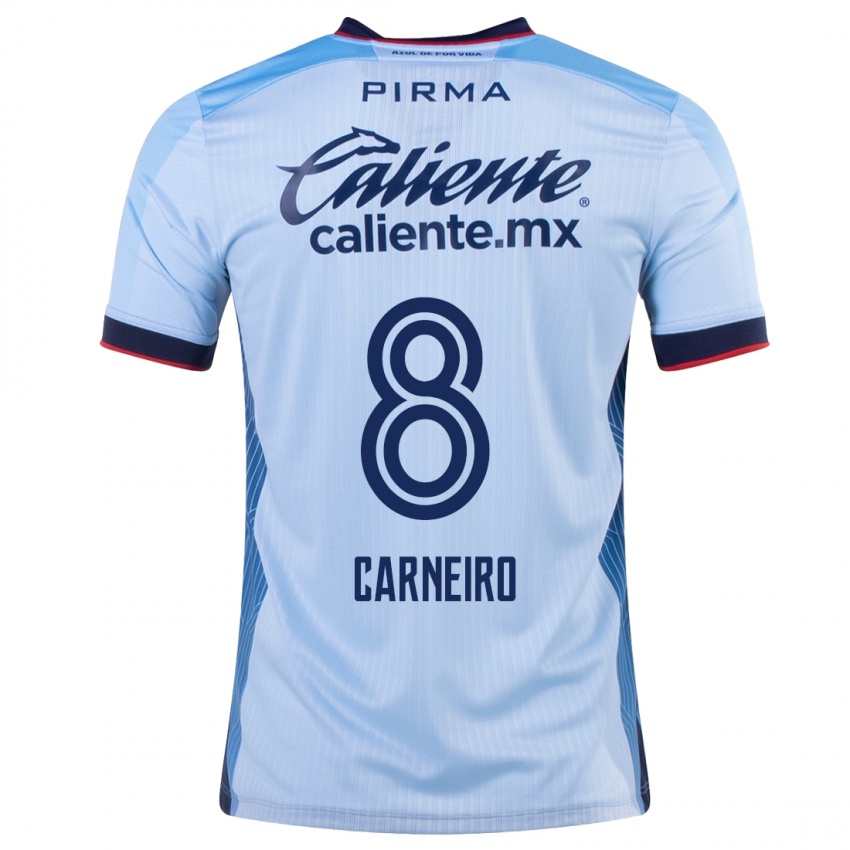 Męski Gonzalo Carneiro #8 Niebieskie Niebo Wyjazdowa Koszulka 2023/24 Koszulki Klubowe