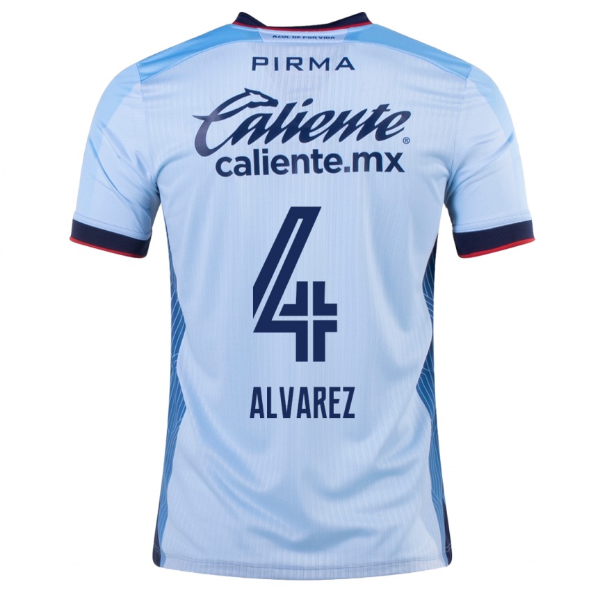 Męski Gabriela Alvarez #4 Niebieskie Niebo Wyjazdowa Koszulka 2023/24 Koszulki Klubowe