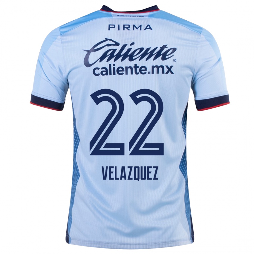 Męski Hireri Velazquez #22 Niebieskie Niebo Wyjazdowa Koszulka 2023/24 Koszulki Klubowe