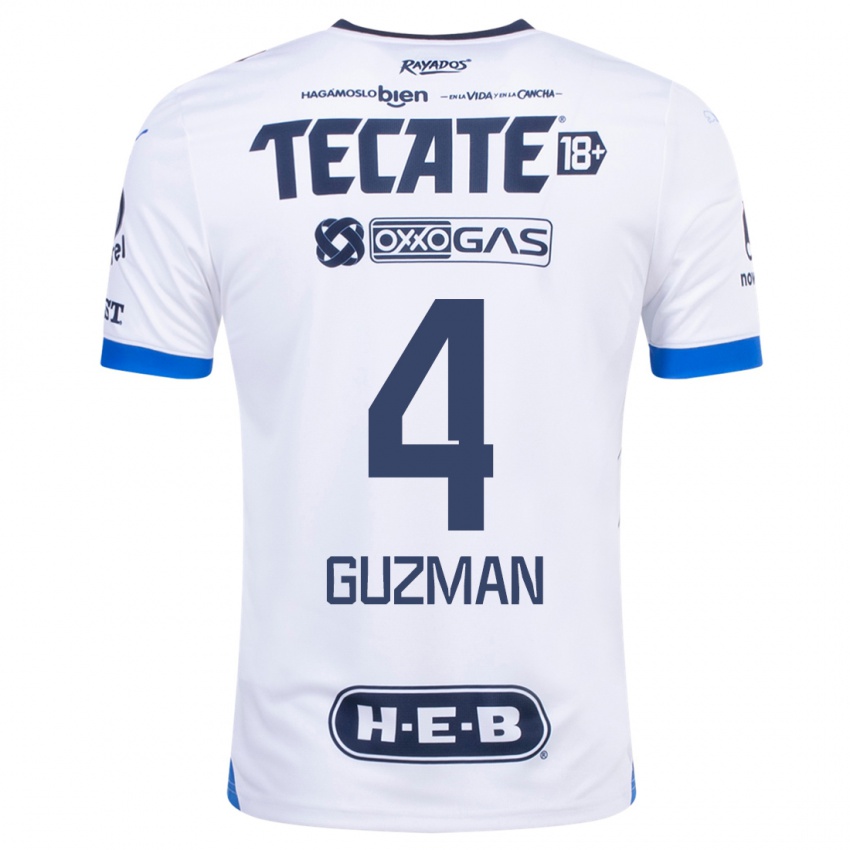 Męski Victor Guzman #4 Biały Wyjazdowa Koszulka 2023/24 Koszulki Klubowe