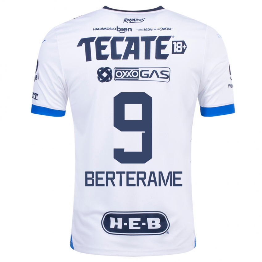 Męski Germán Berterame #9 Biały Wyjazdowa Koszulka 2023/24 Koszulki Klubowe