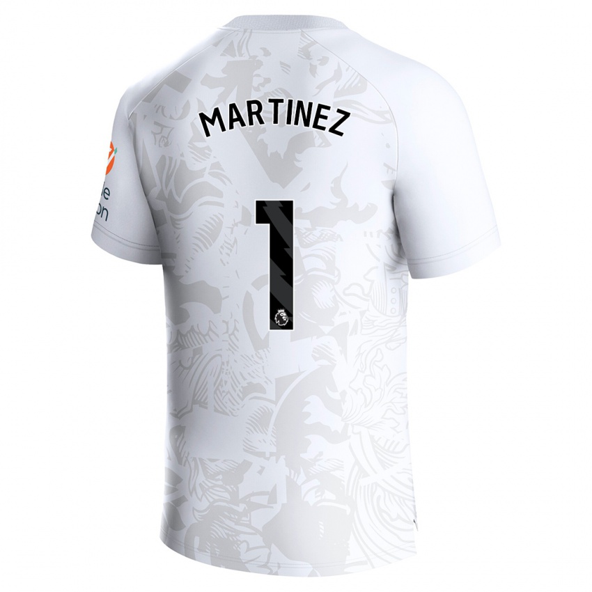 Kobiety Emiliano Martinez #1 Biały Wyjazdowa Koszulka 2023/24 Koszulki Klubowe