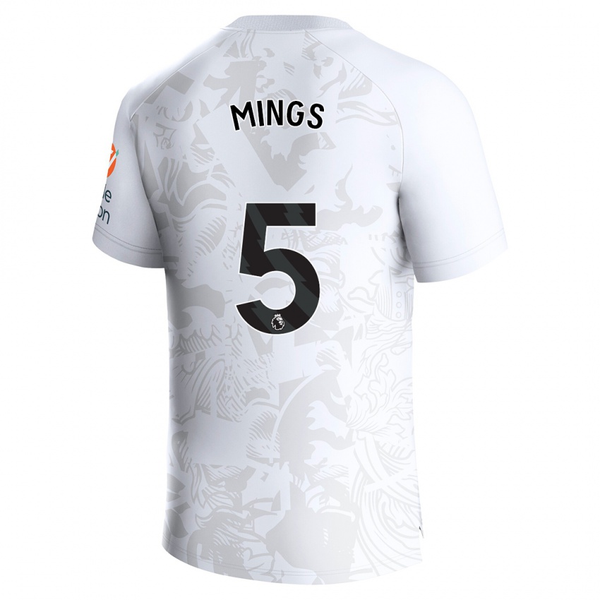 Kobiety Tyrone Mings #5 Biały Wyjazdowa Koszulka 2023/24 Koszulki Klubowe
