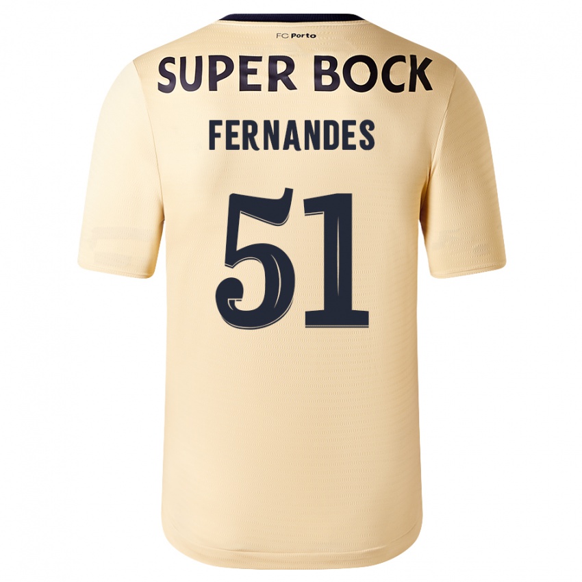 Kobiety Diogo Fernandes #51 Beżowo-Złoty Wyjazdowa Koszulka 2023/24 Koszulki Klubowe