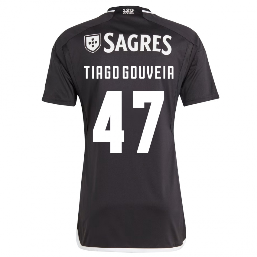 Kobiety Tiago Gouveia #47 Czarny Wyjazdowa Koszulka 2023/24 Koszulki Klubowe