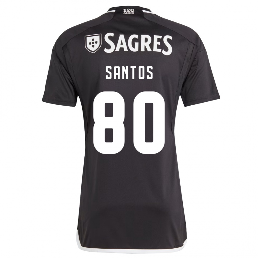Kobiety Pedro Santos #80 Czarny Wyjazdowa Koszulka 2023/24 Koszulki Klubowe