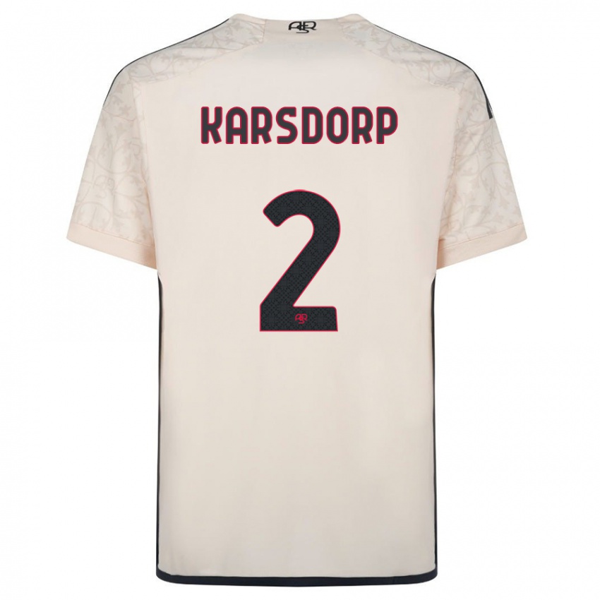 Kobiety Rick Karsdorp #2 Białawy Wyjazdowa Koszulka 2023/24 Koszulki Klubowe