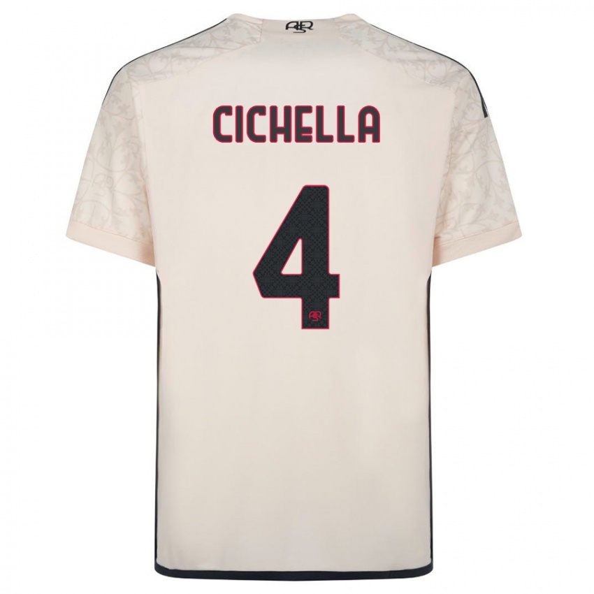 Kobiety Matteo Cichella #4 Białawy Wyjazdowa Koszulka 2023/24 Koszulki Klubowe