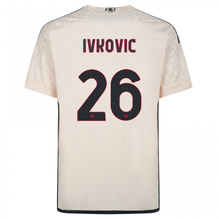 Kobiety Mate Ivkovic #26 Białawy Wyjazdowa Koszulka 2023/24 Koszulki Klubowe