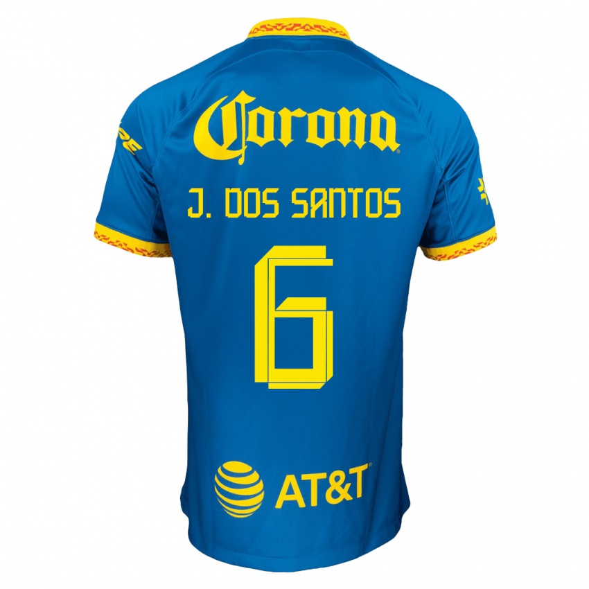 Kobiety Jonathan Dos Santos #6 Niebieski Wyjazdowa Koszulka 2023/24 Koszulki Klubowe