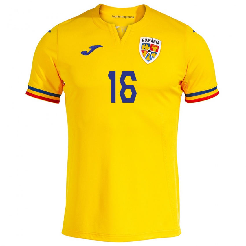 Męski Rumunia Valentin Dumitrache #16 Żółty Domowa Koszulka 24-26 Koszulki Klubowe