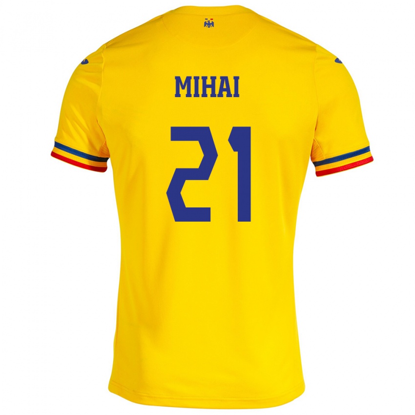Męski Rumunia Cristian Mihai #21 Żółty Domowa Koszulka 24-26 Koszulki Klubowe