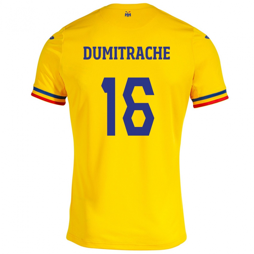 Męski Rumunia Valentin Dumitrache #16 Żółty Domowa Koszulka 24-26 Koszulki Klubowe