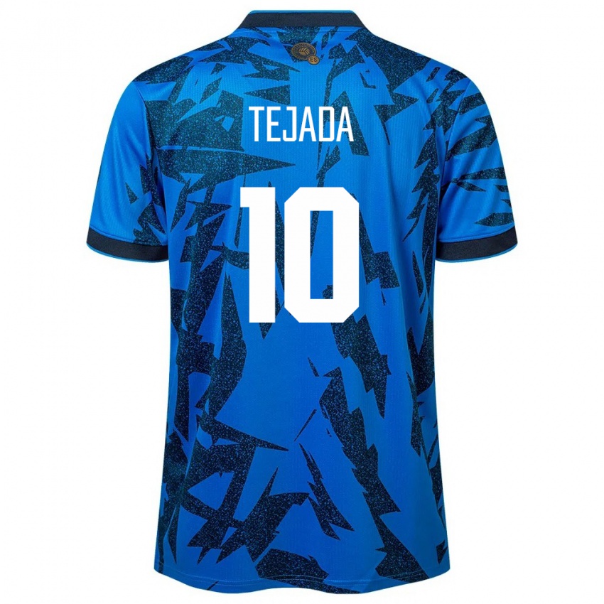 Męski Salwador Rafael Tejada #10 Niebieski Domowa Koszulka 24-26 Koszulki Klubowe