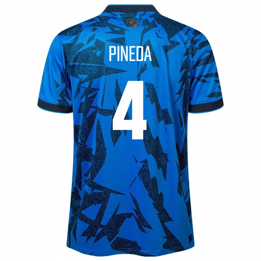 Męski Salwador Wálter Pineda #4 Niebieski Domowa Koszulka 24-26 Koszulki Klubowe